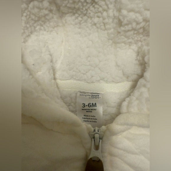 Carters Baby Fleece Lined Quilted Bear Ear Hooded Jacket Size 3-6 Months Ivory - Picture 3 of 6